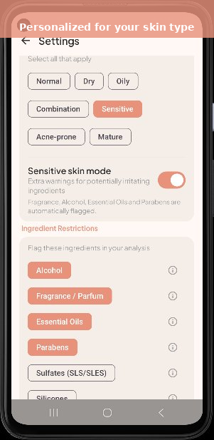 Skin type settings